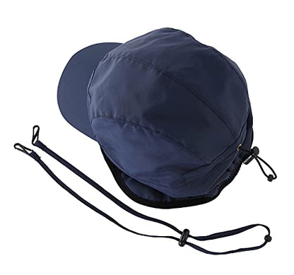 Home Prefer Waterproof Men's Winter Hats with Visor Warm Fleece Lined Baseball Cap Earflaps Trooper Trapper Hat for Men - color: Navy Blue