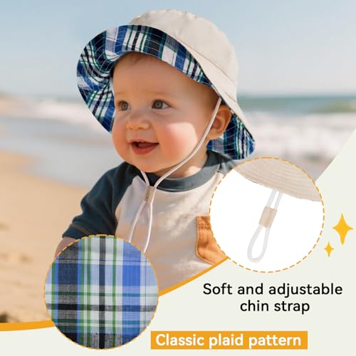 Durio UPF 50+ Baby Sun Hat Wide Brim Toddler Bucket Hats for Boys 0-8 Years - color: A Khaki, size: 2-4T