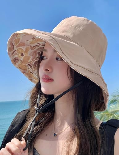 FaroDor Women's Reversible Bucket Hat UV Protection Packable Travel Cap Wide Brim Sun Hats 2026 - color: 9khaki