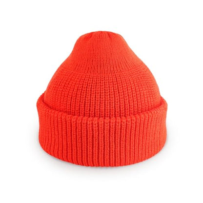 Fisherman Beanie Cuffed Knit Winter Hat Trawler Sailor Watch Cap Men Women - color: Classic (Orange)