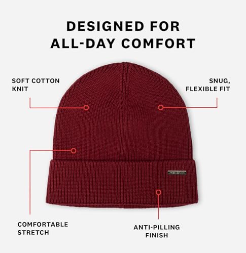 Revony 100% Cotton Men’s Skull Beanie – Soft, Structured, Everyday Comfort - color: Maroon