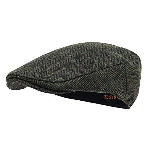 STARANCE Men Wool Blend Newsboy Cap Flat Hat - color: Herringbone Green, size: 7 1/4