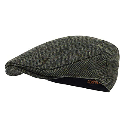 STARANCE Men Wool Blend Newsboy Cap Flat Hat - color: Herringbone Green, size: 7 1/4