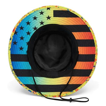 Soul of Adventure Bucket Hat | UV 50+ for Adults | Sun Protection with Adjustable Fit, Moisture-Wicking Fabric - color: Black Neon Flag