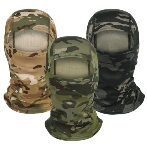 Camo Balaclava Ski Mask UV Face Cover for Motorcycle Hunting - color: Camo Color-3pcs