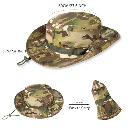 Rosoz Sun Hats for Men Women Bucket Hat UPF Protection Wide Brim Boonie Hat - color: 1pack-green Camo2