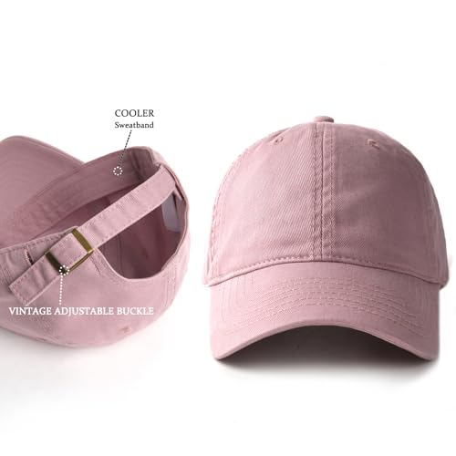 FURTALK Unisex Vintage Unstructured Baseball Cap Washed Cotton Dad Hat - color: Pink, size: Medium-Large