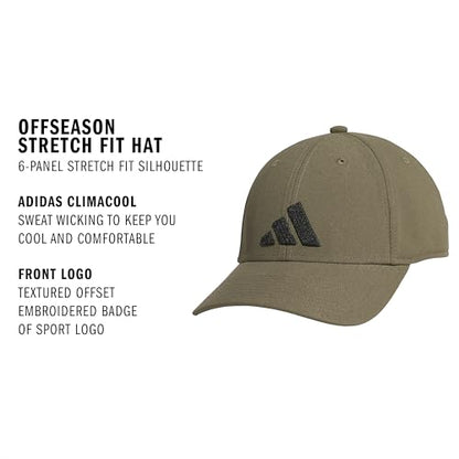 adidas Men's Gameday Stretch Fit Hat - color: Olive Strata Green/Black/Offseason, size: Small-Medium