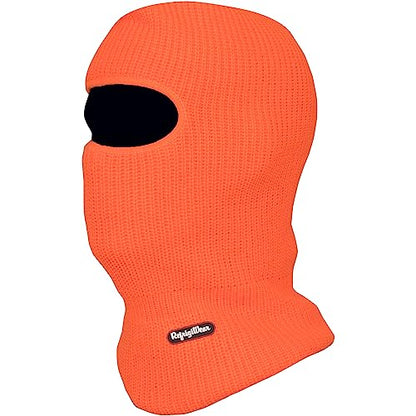 RefrigiWear 2-Layer Acrylic Knit Open-Hole Balaclava Face Mask, High Visibility - color: Orange