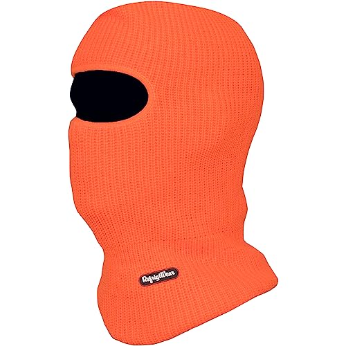 RefrigiWear 2-Layer Acrylic Knit Open-Hole Balaclava Face Mask, High Visibility - color: Orange