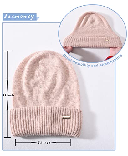 jaxmonoy Slouchy Beanies for Women Winter Lightweight Ladies Knit Hat Cuffed Soft Warm Slouch Beanie Cap - Brown - color: Mixed Pink