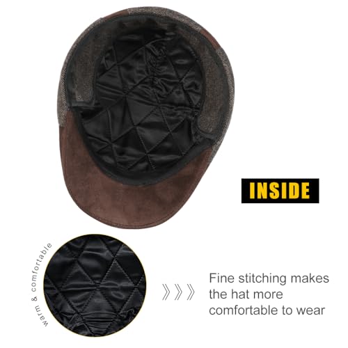 Sumolux Mens Newsboy Cap Winter Beret Hat Cabbie Flat Cap - color: D Coffee