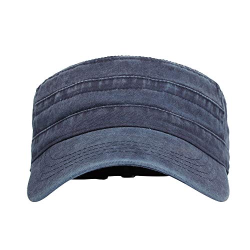 WITHMOONS Washed Cotton Cadet Cap Vintage Military Army Hat Mens Womens KZ40037 - color: Navy