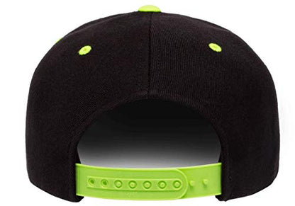 Mrlahat 6089 Yupoong Yp by Flexfit 6-Panel Structured Flat Visor Classic Snapback Cap with Black Bandana - color: Black / Neon Green