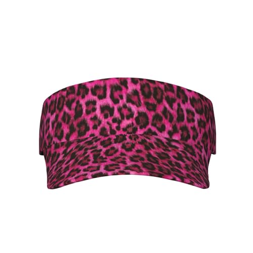 Unisex Sports Sun Visor Hats Adjustable Lightweight Packable Printed Empty Top Cap for Running Pickleball Golf Tennis - color: Hot Pink Leopard