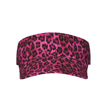 Unisex Sports Sun Visor Hats Adjustable Lightweight Packable Printed Empty Top Cap for Running Pickleball Golf Tennis - color: Hot Pink Leopard