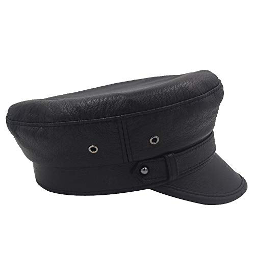 Leather Fiddler Cap Biker Cap Greek Fisherman Unisex Style - size: Small