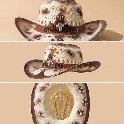 Straw Cowboy Hat for Men Women, Breathable Lightweight - color: Brown-m