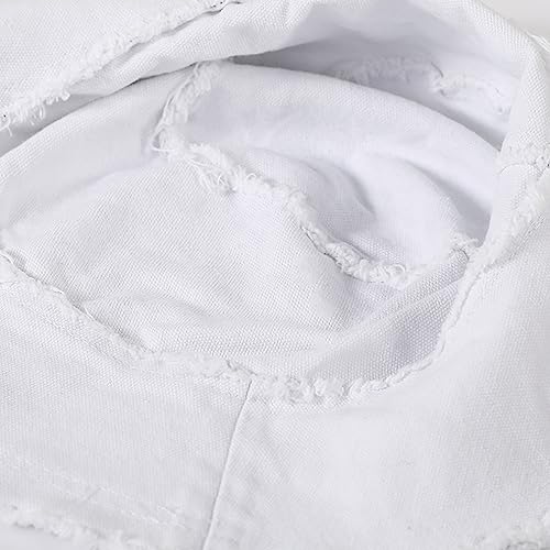 Quanhaigou Frayed Unisex Sun Hats, Fashion Beach Bucket Hat for Men Women,Summer Outdoor Boy's Girls Boonie Cap - color: Frayed White
