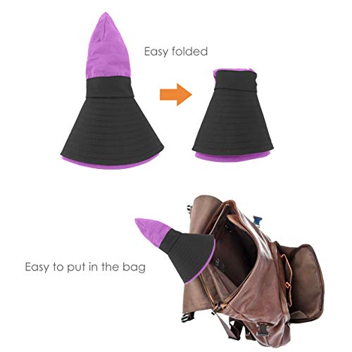 IYEBRAO Kids UV Sun Hat with Ponytail Hole UPF 50 Bucket Cap for Girls Summer Beach ＆ Fishing - color: Purple
