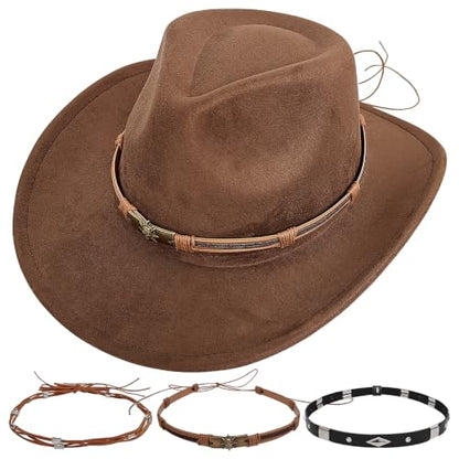 Western Cowboy Hat for Women, Shapeable Wide Brim Classic Cowgirl Hat - color: Color 3