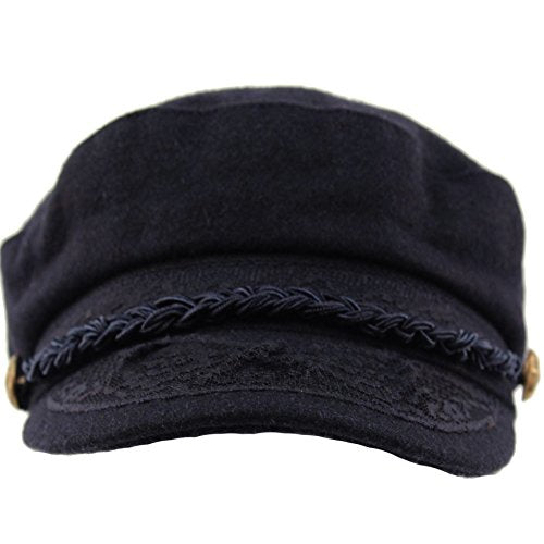 EPOCH Men's Greek Fisherman Sailor Fiddler Winter Wool Driver Hat Flat Cap - color: Navy, size: Large-X-Large