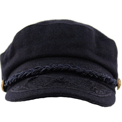 EPOCH Men's Greek Fisherman Sailor Fiddler Winter Wool Driver Hat Flat Cap - color: Navy, size: Small-Medium