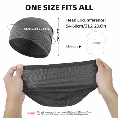 3 Pack Breathable Cooling Skull Cap Sweat Wicking Beanie for Cycling Running Helmet Liner Cap Under Hard Hat - color: Black+black+gray