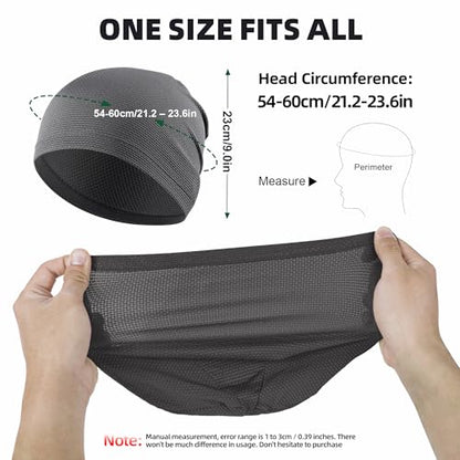 3 Pack Breathable Cooling Skull Cap Sweat Wicking Beanie for Cycling Running Helmet Liner Cap Under Hard Hat - color: Black+black+gray