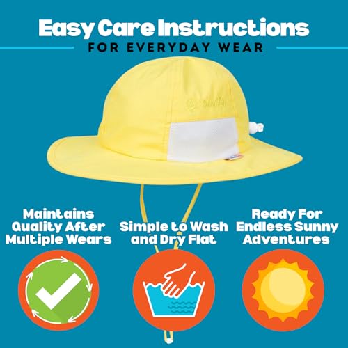 SwimZip UPF 50 Kids' Wide Brim Sun Hat, Sun Protection Hat - Baby & Toddler - color: Yellow, size: 6-24 Months