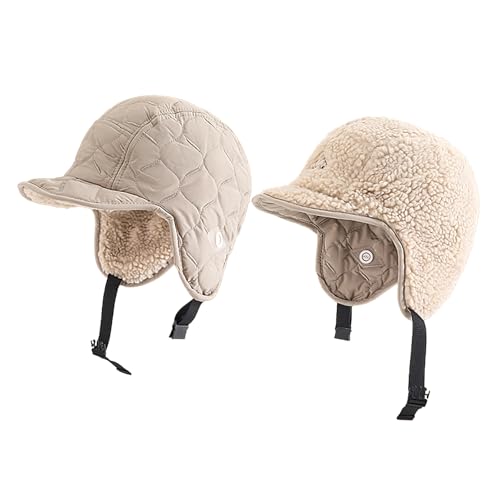 Unisex Winter Warm Aviator Earflap Hat Double-Side-Wear Sherpa Lined Trapper Hat Pilot Cap Outdoor Ski Hunting Cycling - color: Beige