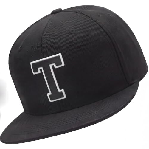 I&W Hatgear Mens 3D Silicone A-Z Patch Varsity Initial Letters Snapback Hat - color: Initial T