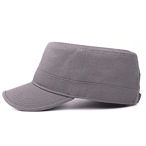 2 Pack Cadet Army Caps Flat Top Military Hats for Men Women - color: Gray