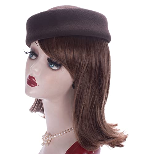 Lawliet Womens 100% Wool Felt Fascinator Hostess Pillbox Millinery Hat Base B028 - color: Brown