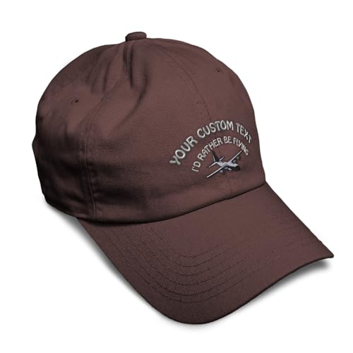 Speedy Pros Soft Baseball Hat Embroidered Dad Hat C-130 I'd Rather Be Flying Men & Ladies Baseball Cap Cotton - color: Brown Personalized Text Here