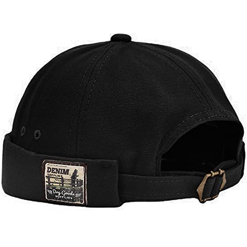 XYIYI Mens Docker Cap Brimless Hats Skullcap Worker Sailor Cap Rolled Cuff Retro Beanie Hat - color: Black