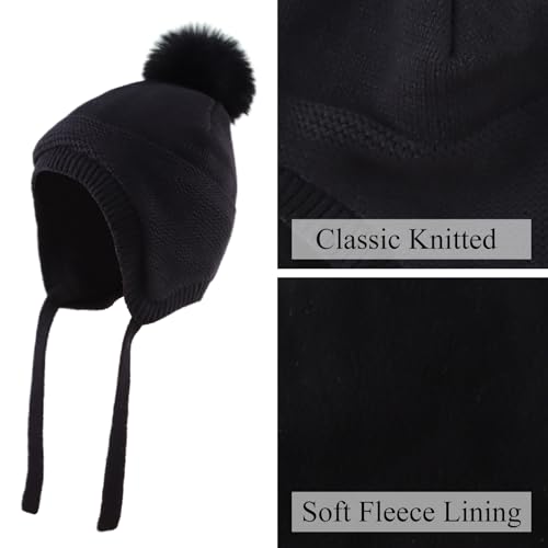 JANGANNSA Basic Winter Baby Beanie Gloves Boy Girl Knitted Kids Hat Mitten - color: Black(hat+gloves)no Thumb, size: 0-6 Months