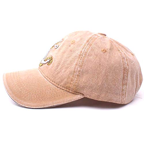 Anchor Embroidered Cotton Washed Dad Hat Distressed Retro Baseball Hat - color: Khaki