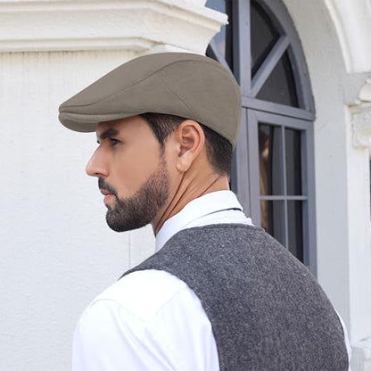 Men's Adjustable Newsboy Hat Classic Flat Gatsby Cabbie Ivy Cap for Golf Driving Winter - color: Lightngray, size: Medium