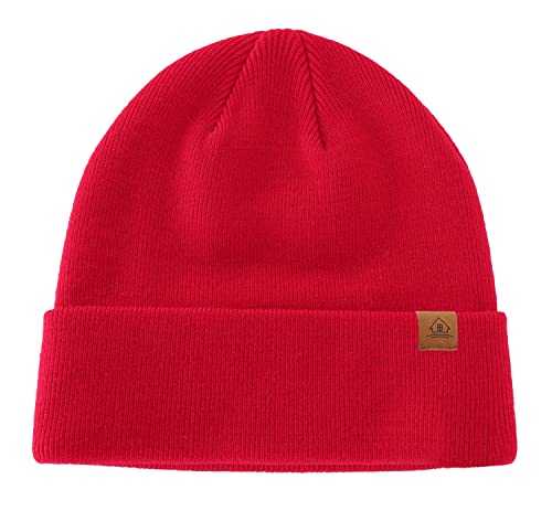 Home Prefer Mens Winter Hats Acrylic Knit Cuff Beanie Cap Warm Womens Beanie Hat - color: Red