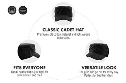 KBETHOS Cadet Army Cap Basic Everyday Military Style Hat (Now with STASH Pocket Version Available) - color: Black Daily Cadet, size: Large