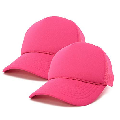 DALIX Solid Blank Trucker Hats Caps 2 Pack - color: Hot Pink