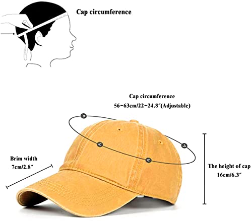 Glamorstar Classic Unisex Baseball Cap Adjustable Washed Dyed Cotton Ball Hat - color: Yellow