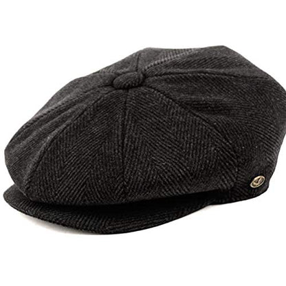 Men's Classic 8 Panel Wool Blend Newsboy Snap Brim Collection Hat - color: Gray-nsb2121, size: Medium