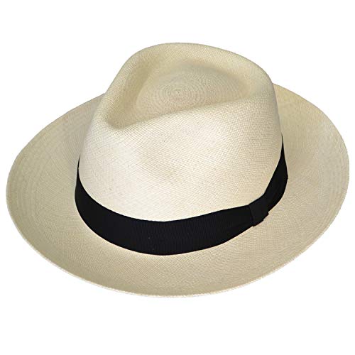 Teardrop Classic Straw Fedora - Brisa Weave - Black Band - Handwoven in Ecuador - color: Natural, size: Medium
