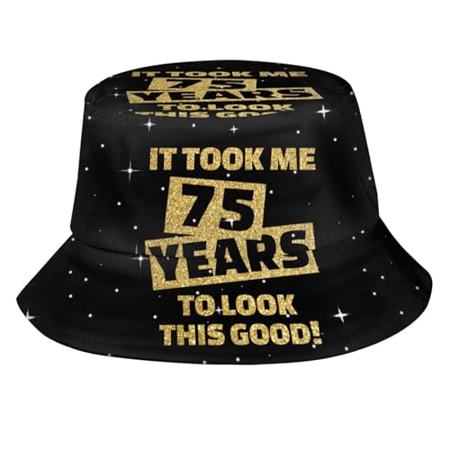 Bucket Hat Funny Duck Fisherman Hat Travel Beach Sun Hat Outdoor Cap for Men Women Adults - color: 75th Birthday