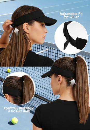 Zando 3.2" Structured Brim Visor Hats for Women, UPF 50+, Golf/Tennis - color: C Black