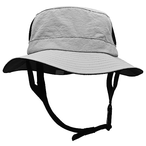 Men Bucket Hat Wide Brimmed Foldable Ladies Surf Sun Hat UPF50+ - color: Light Grey