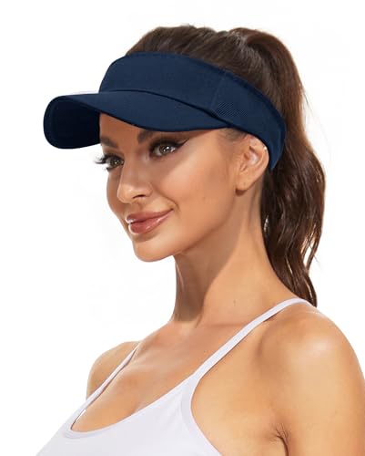 Zando 3.2" Structured Brim Visor Hats for Women, UPF 50+, Golf/Tennis - color: C Navy Blue