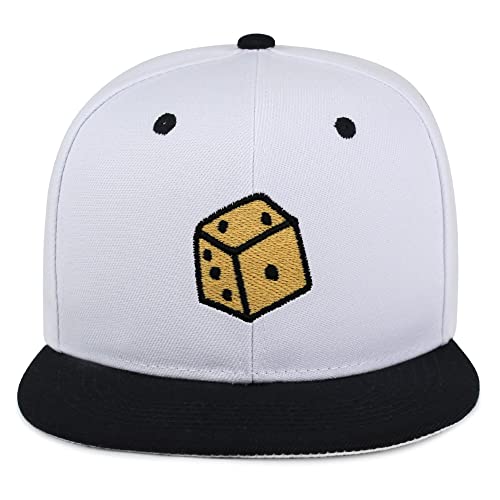 Dice Hip-Hop Snapback Hat Embroidered Baseball Cap Cute Board Game - color: 46. White/Black